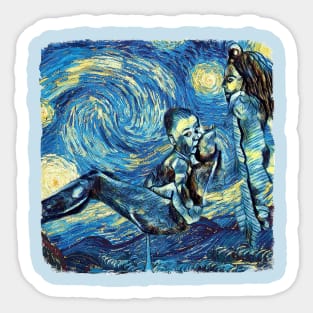 Mom And Son Van Gogh Style Sticker